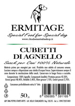 Carica l'immagine nel visualizzatore di Gallery, CUBETTI DI PURO AGNELLO: Snack Premio per cani 100% naturale 250 grammi, confezionati in 5 pratiche bustine da 50 grammi cadauna.