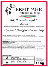 Carica l'immagine nel visualizzatore di Gallery, Ermitage Mantenimento Senior Light Manzo: 2 x 12Kg=Totale confezione 24Kg.