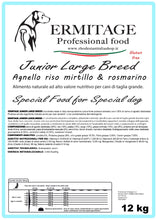 Carica l'immagine nel visualizzatore di Gallery, Ermitage Junior Large Breed: Agnello, riso, mirtillo e rosmarino 12 Kg.