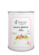 Carica l'immagine nel visualizzatore di Gallery, TOP QUALITY: MAIALE IBERICO & MELA. Grain Free con un'unica proteina animale 93% di carne. Senza conservanti aggiunti. Confezione da 12 scatolette da 400 grammi cadauna.