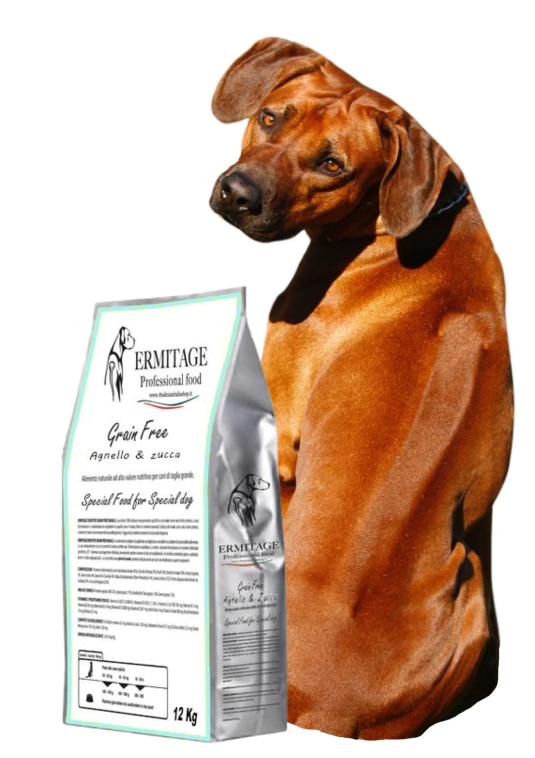 Ermitage Grain Free 12 Kg: Agnello 48% e Zucca.